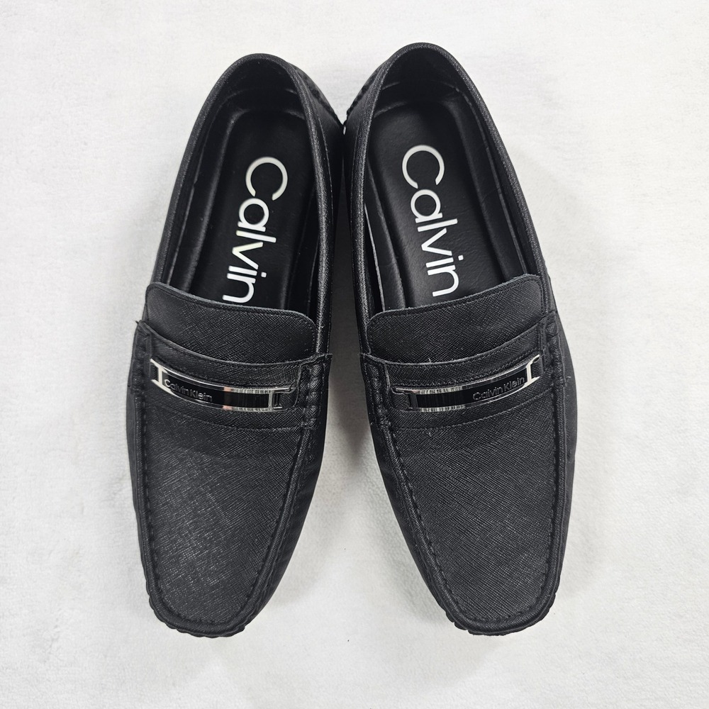 Calvin Klein Mens CMMERVE-R Black Saffiano Driving Loafers Shoes Size 9 MED
